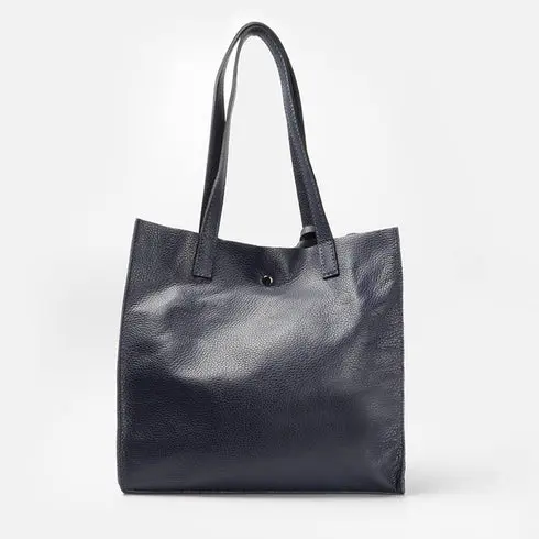 1990s Bolso Tote de Piel Liso para Mujer - Gran Capacidad de Almacenamiento - 1
