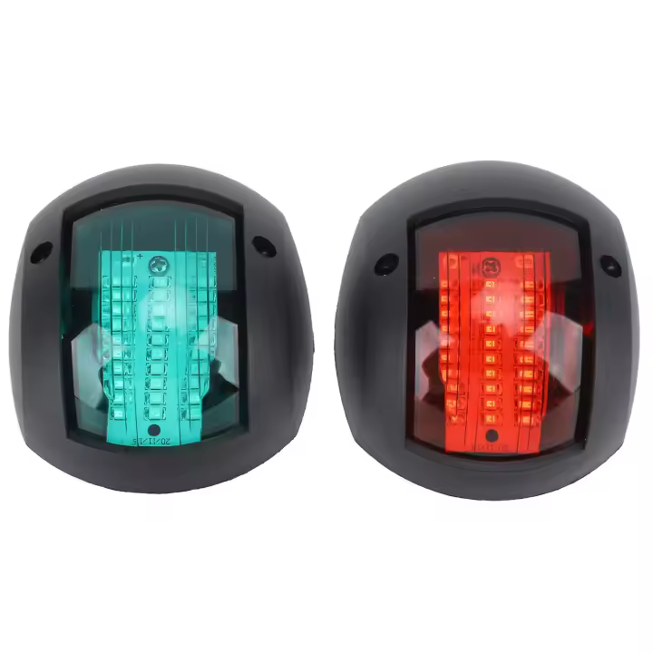 1 par barco luces de navegación IP66 impermeable rojo verde luz LED vela luces de señal DC12V 2W para yate negro - 1