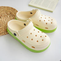 Clogs Doble Color Versátiles Para Hombres Y Mujeres Zapatos De Exteriores Planos Antideslizantes Sandalias Moda 833 Inyección Mouldeado Superior Material EVA Talla Verdadera - details 3