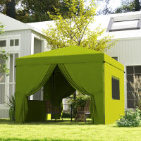 Outsunny Carpa Plegable 3x3 m Cenador de Jardín con 4 Paredes Laterales 2 Ventanas de Malla Altura Ajustable Bolsa de Transporte Impermeable y Anti-UV para Camping Fiestas - details 1