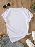 Camiseta Deportiva Para Mujer Con Estampado De Flores Bonitas Cuello Redondo Manga Corta Transpirable Y Cómoda Talla True Fit - details 2