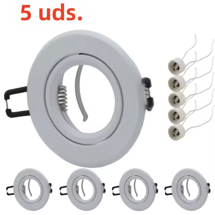 Marco De Montaje Para Luces LED De Pared Sin Borde 5pcs Base GU10 Soporte De Iluminación Puntos Con Encaje En Aluminio Blanco - 1