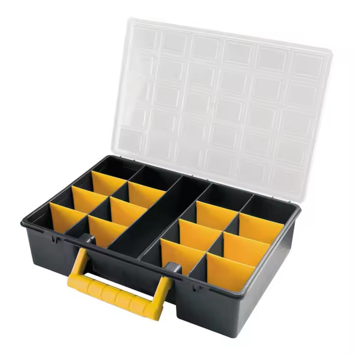 Maletin organizador plastico 17 compartimentos con separadores ajustables 360x252x64 mm. - 1