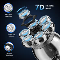 Afeitadora Eléctrica 7D Cabeza De Corte Flotante Recargable Portátil Para Hombre Afeitadora De Barba Con Clipper Rasurador Rotatorio De Acero Inoxidable - details 3