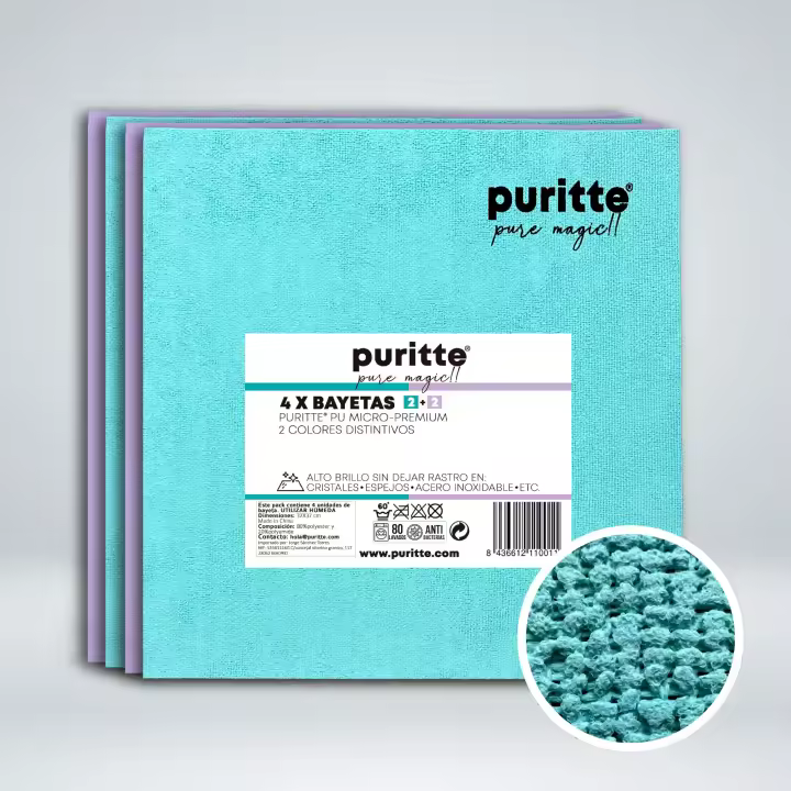 Purita Puritta Pack 4 Bayetas Pu-pva Micro-Premium 2 Colores Sin Rastro - 1