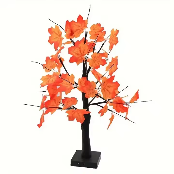 Lámpara De Árbol De Noche LED En Forma De Hoja De Arce USB Y Batería Para Decoración De Jardín Y Fiestas De Acción De Gracias Y Halloween - 1