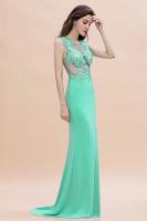 Vestido De Noche Sirena Con Encaje Y Aplicaciones Verde Con Broches Sin Mangas Formal Para Fiesta De Baile Y Premiaciones Vestido Largo De Fiesta - details 11