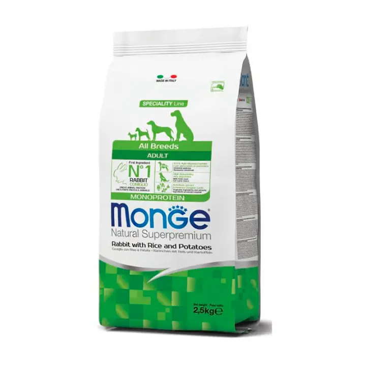 MONGE PERRO ADULTO CONEJO Y ARROZ PATATA 2.5KG - 1