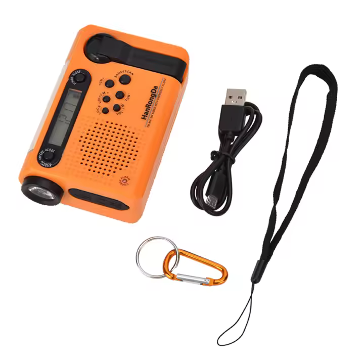 Radio Portátil HanRongDa Con Luz LED Y Generador De Manivela Energía Solar 2000mAh Alarma SOS Para Emergencias Exterior - 1