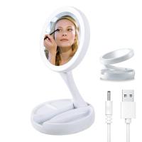 Espejo De Maquillaje Plegable Con Luz LED 10X Magnificación Doble Cara Recargable Por USB O Batería Para El Hogar - details 0