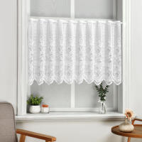 1pc Cortina Corta De Encaje Con Patrón Floral Estilo Lindo Blanca Para Decoración De Habitación Ventana Puerta Con Bolso De Rodillo - details 0