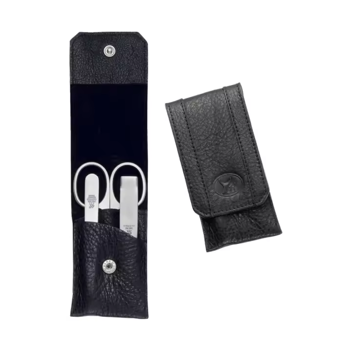 ZWILLING - Estuche Belleza Manicura 5¡3 Piezas, Cuero Yak Negro, Cremallera, Cortauñas, Tijeras, Pinzas, Calidad - 1