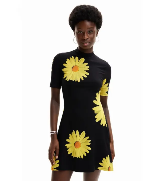 Desigual | Mujer | Vestido Margaritas negro - 1