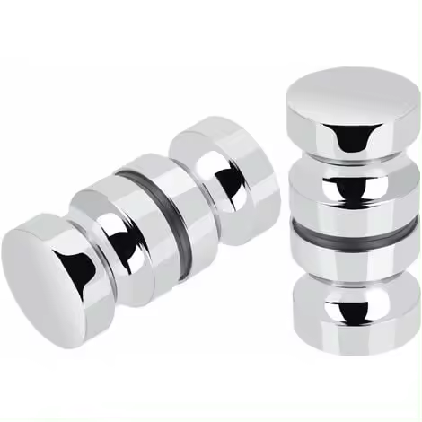 Paquete de 2 manijas para puertas de ducha, manijas para puertas de baño de 30 mm, manijas de repuesto para puertas de cromo pulido, manijas para puertas de vidrio redondas de acero inoxidable duraderas - 1
