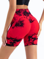 Shorts De Gimnasio Para Mujer Con Diseño De Tie Dye Y Cintura Elástica Ancha Sin Costuras De Alta Cintura Leggings De Deporte - details 22