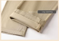 Pantalones Casuales Para Hombre De Algodón Puro Cintura Elástica Estilo Clásico Color Sólido Negra Caqui Gris Pantalones Rectos Para Negocios Cuatro Estaciones - details 22