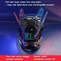 Máscara De Cosplay Punk Cyberpop Con Luz Y Pantalla De Subtítulos Rolling Mecha Soldado Tecnología Control Por App Regalo De Navidad Para Hombres Y Mujeres - details 12