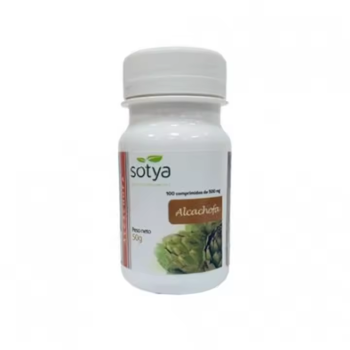 SOTYA - Alcachofa 100 Comprimidos de 500 mg, Complemento Alimenticio, Ayuda a Reducir Niveles de Colesterol, Grasas y Azúcares en Sangre, Propiedades Diuréticas y Depurativas - 1