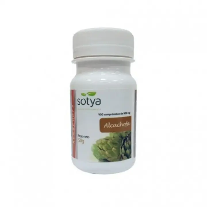 SOTYA - Alcachofa 100 Comprimidos de 500 mg, Complemento Alimenticio, Ayuda a Reducir Niveles de Colesterol, Grasas y Azúcares en Sangre, Propiedades Diuréticas y Depurativas - 1