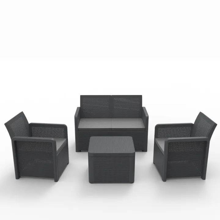 SP Berner - Set de Muebles de Jardín y Terraza Nassau Confort - Sofá 2 Plazas, 2 Sillones y Mesa de Centro - Fabricado en España con Plástico Reciclado - 1
