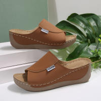 Zapatillas casuales de Suela Gruesa de gran tamaño para Mujer, zapatillas de Tacón de cuña con Boca de Pez, sencillas y Moderanas con Tiras anchas. - details 3