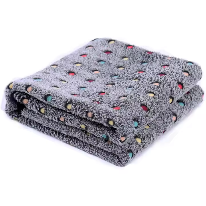 Manta para perros hecha de tela polar esponjosa, manta de puntos cálidos, lavable para perros y gatos, gris L: 140 * 100 cm - 1