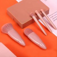 5 piezas de juego de brochas de maquillaje mini con espejo y estuche, herramientas de belleza profesional, brochas de pelo suave de fibra para polvo y sombra de ojos, regalo de favor de plástico portátil - details 6
