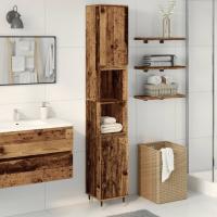 vidaXL Armario de baño madera de ingeniería envejecida 30x30x190 cm en color Madera antigua/Roble Sonoma/Gris hormigón y más | almacenamiento funcional diseño moderno para baño dormitorio sala - details 0