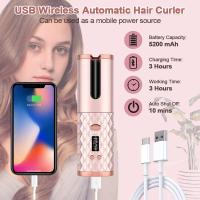 <ALIMT ><ALIMT >🔥</ALIMT></ALIMT> 【REGALO MAMÁ】-Rizador de pelo giratorio portátil con carga USB, rizador de pelo automático inalámbrico, cilindro de cerámica sin enredos, peinado de calentamiento rápido, control de temperatura de 5 etapas, anti-quemaduras - details 3