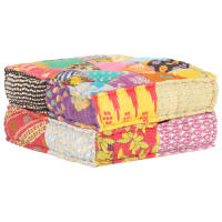 vidaXL Puf patchwork de tela 60x70x36 cm Cojín Decorativo de Asiento Cojines de muebles de salon - details 6