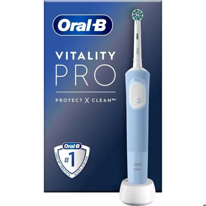 Cepillo eléctrico dientes Oral-B Vitality PRO, cepillo dental oscilante, recargable, 3 Modos Limpieza: Limpieza diaria, Sensible y Sensible Plus, temporizador 2 min, adulto, color negro y morado - 1