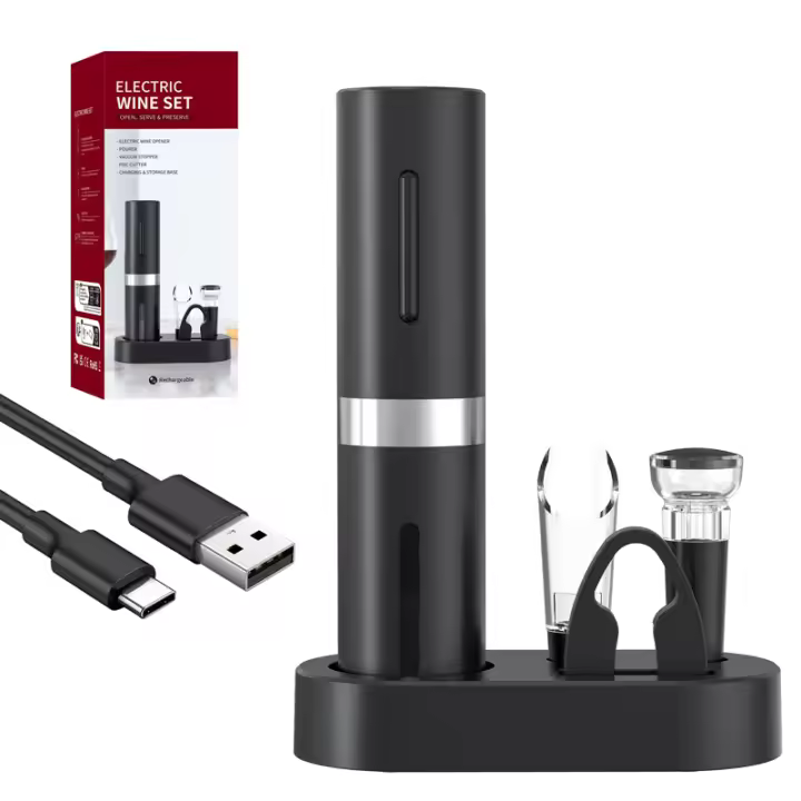 Abreventanas Eléctrico Automático Recargable Con Base De Carga Herramientas De Cocina Para Botellas De Vino Acero Inoxidable Sin Químicos Peligrosos - 1