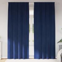 Cortinas Blackout de vidaXL con cinta superior 2 piezas de terciopelo azul oscuro - details 0