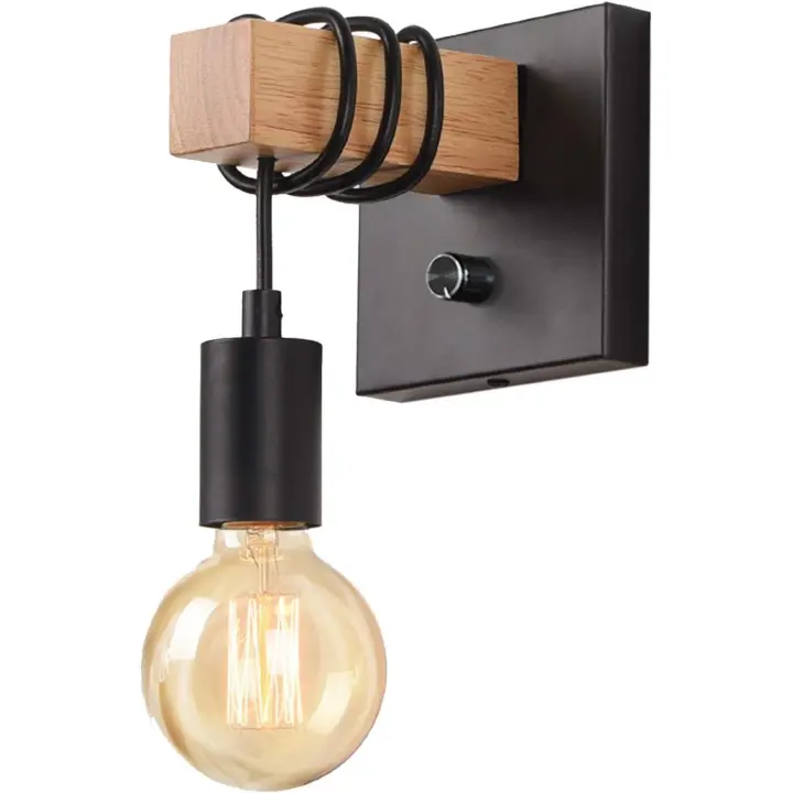 Apliques de pared Negros regulables, lámpara de pared Edison con interruptor de encendido/apagado, lámpara de pared industrial De Una Luz Para Cocina de Granero y Sala de estar. - 1