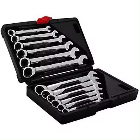 Juego de 12 llaves de trinquete de 8 a 19 mm, juego de llaves combinadas (modelo 2), llave de trinquete, llave de boca, llave de anillo - 1