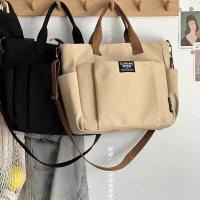 Bolso De Hombro Único De Lona Para Mujer Estudiante Capacidad Grande Estilo Minimalista Urbano Diagonal Cruzado Ecológico - details 14