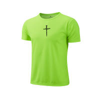 Camiseta Deportiva De Algodón Para Hombre Con Estampado Cruzado Alta Calidad Quickdry Manga Corta Para Gimnasio Y Entrenamiento - details 4