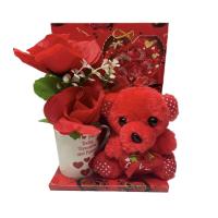 Regalo Niña San Valentín NO - Cúpula Corazones Oso Teddy Taza Café Flor Rosa - details 3