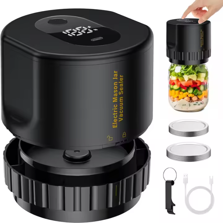 Sellador al vacío Mason, kit para hacer tapas de tarros de boca ancha y regulares para conservación de alimentos, vendedor eléctrico - 1