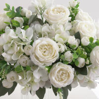 1 Rama De Flores Artificiales Peonía Para Decoración Silken Rosa Falsa De Plástico Centro De Mesa Para El Hogar Flores Falsas Para Bodas - details 6