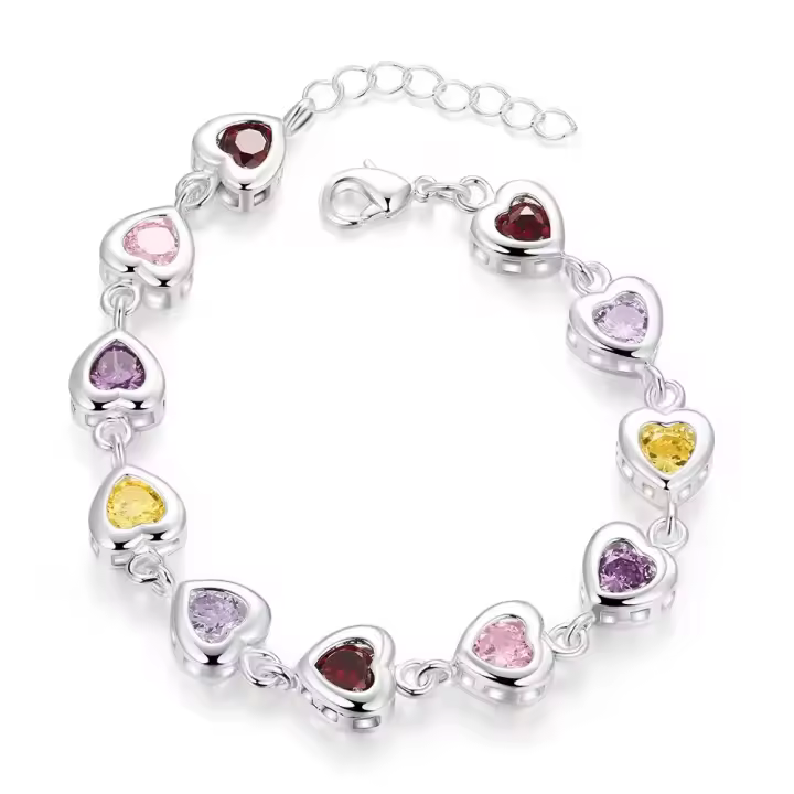 Pulsera de plata de ley 925 para mujer, brazalete elegante con colgante de piedra de cristal, joyería bonita a la moda - 1