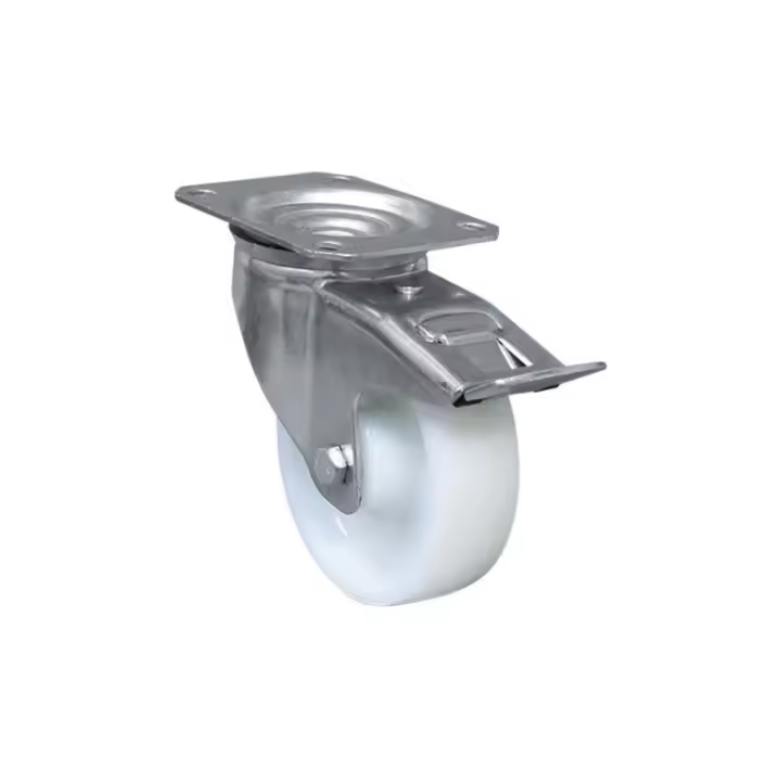 Rueda de nylon con freno y placa giratoria con cojinete liso para pesos de hasta 150 kg varios diámetros COFAN - 1