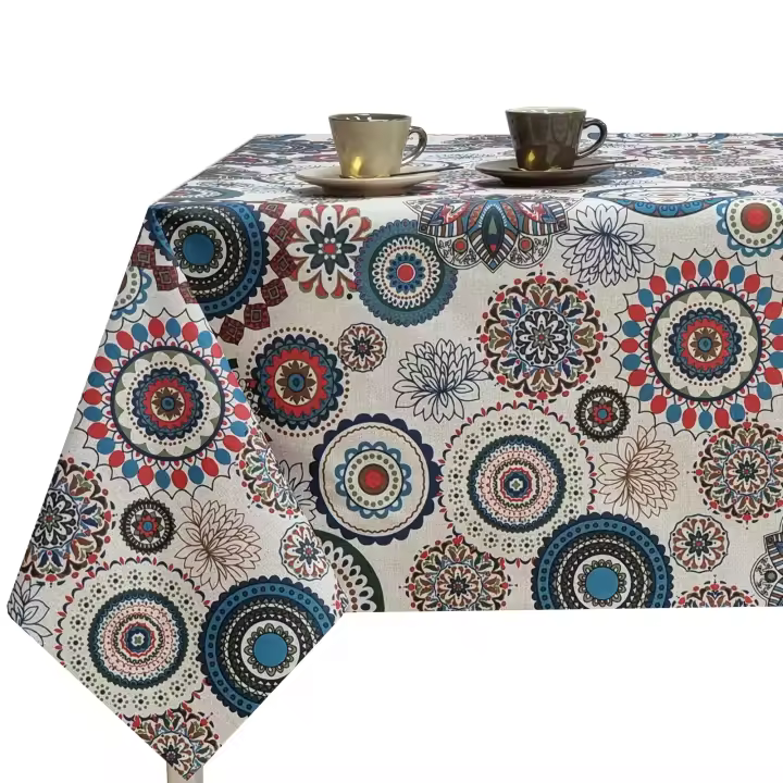 manteles mesa, mantel, Textil de cocina y mesa, mesa comedor, mantel mesa rectangular, Fácil de limpiar,Mantel de tela lavable, Tela de mantel por metros, Impermeable, Para el cocina y comedor, mandalas, multicolor, 810019-1 MYSTIC AZUL. - 1