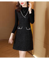 EVNISI Conjunto De Dos Piezas Chaleco Vestido Tweed Slim Para Oficina Chic Vestido De Fiesta Para Mujer Otoño Invierno - details 8