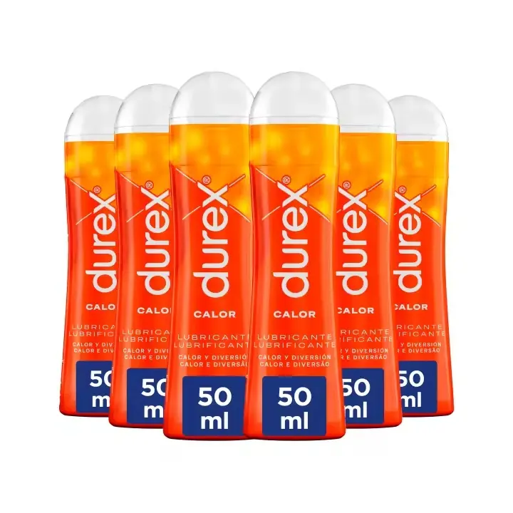 Durex - Lote de 6 botes - Lubricante Efecto Calor 50ml, Diversión, Sexo Seguro - 1