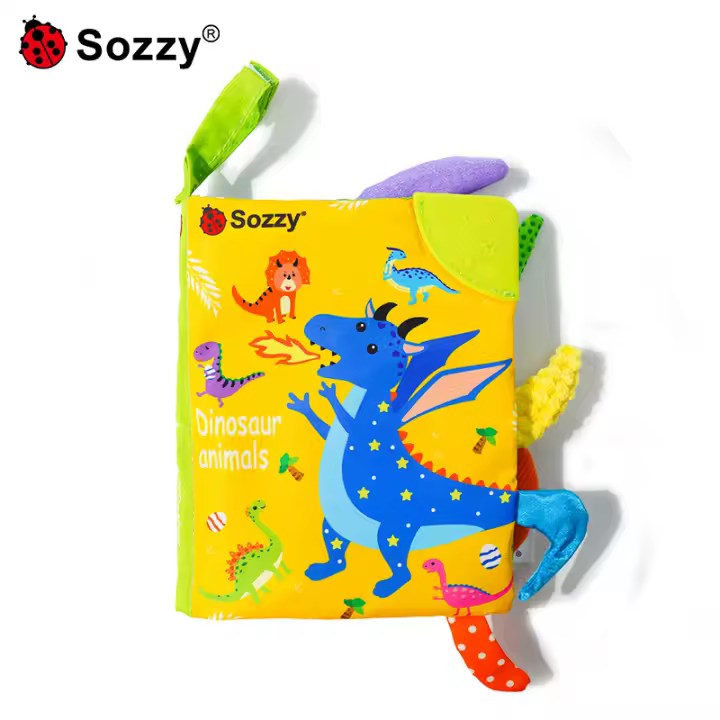 Libro de tela de educación temprana para bebés Sozzy, libro de tela con cola resistente a desgarros, libro de tela, juguete para bebés de 0 a 1 años, educativo - 1