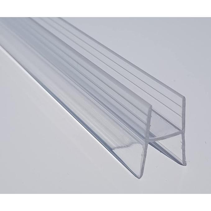 Junta H MAYUSCULA- 2 metros. Vidrio de 10 mm. Para cortina de cristal, Repuesto universal transparente. Válido perfil de ducha - mampara corredera y plegable. VisuAllglass
