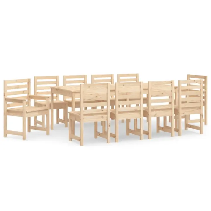 vidaXL Juego de comedor de jardín 11 piezas madera maciza de pino - 1