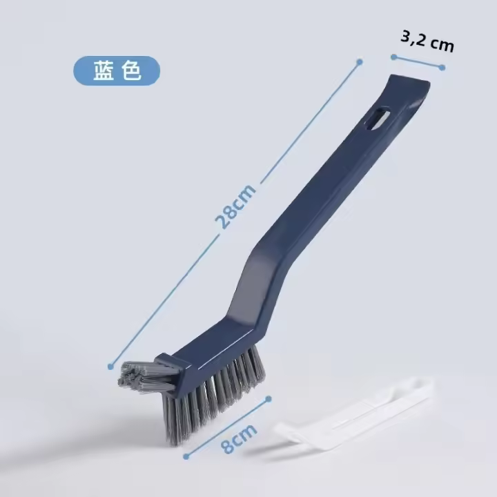 Cepillo De Limpieza Multifuncional Para Esquinas Y Ganchos 2-en-1 Para Pisos Y Baños Material Plástico Blanco/Azul - 1