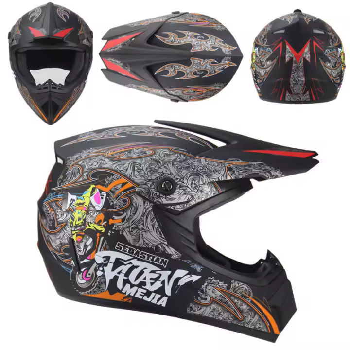 Casco Bicicleta Adulto Montaña,Casco De Descenso para Jóvenes Adultos Regalos Gafas Máscara Guantes BMX MTB ATV Bicicleta Carrera Integral Integral Casco - 1